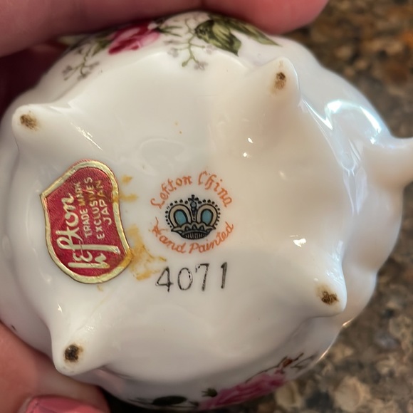 Vintage Lefton Rose Chintz Miniature Cream and Sugar set Pink Gold Trim Complete - Picture 10 of 13